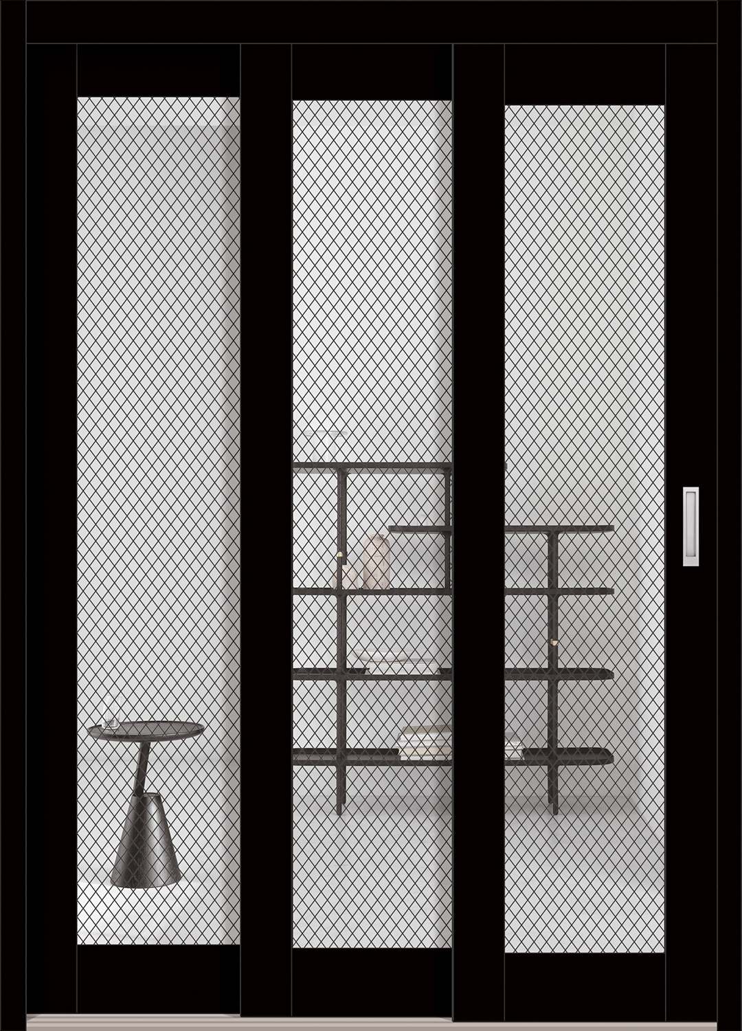 Black(Wired Glass Door with a Bottom Panel)